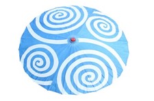 32" Paper Parasol Sky Blue Spiral Pattern Japanese Style Umbrella w/ Wood Handle