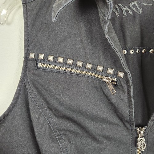 Harley Davidson Womens Black Studded Full Zip Vest Size 1W Embroidered Spell Out - Picture 6 of 10