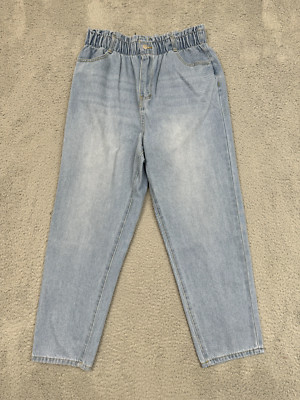 Paperbag Jeans Women L Blue Denim Normcore Momcore Basic Classic Casual Everyday