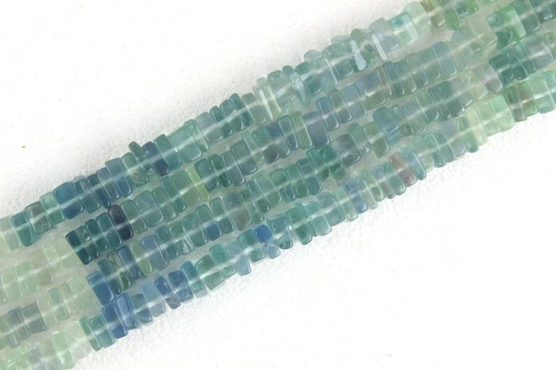 Good Quality 16"Long Natural Fluorite Smooth Heishi Beads 4-5MM Gemstone Jewelry - Image 4 of 4