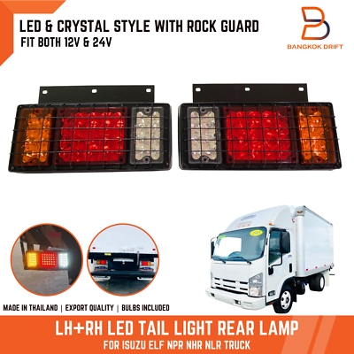 PAIR LED TAIL LIGHT REAR LAMP ROCK GUARD FOR ISUZU ELF NPR NHR NLR