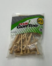 Pride Golf Tee 2 3/4" Natural Wooden 50 Golf Tees 100 Percent  Solid Wood