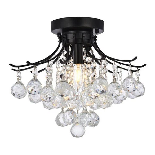 Elegant Lighting Toureg 16" Metal and Crystal Flush Mount in Black - Picture 1 of 8