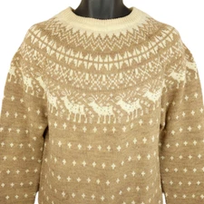 Vintage Reindeer Sweater Mens Size Small 80s Strawbridge & Clothier Fair Isle