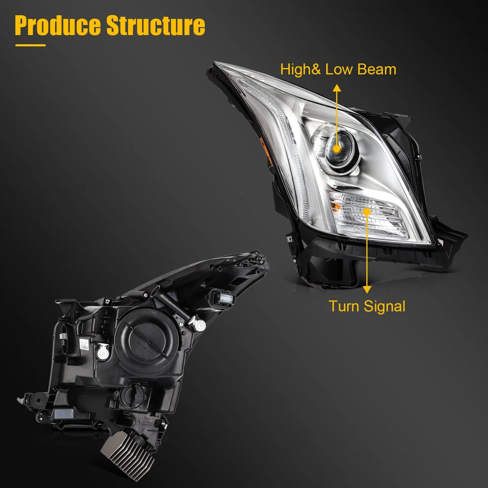 Pair LED Headlights Assembly For 2013-2017 Cadillac XTS 3.6L w/HID/Xenon — 第 3/4 张图片