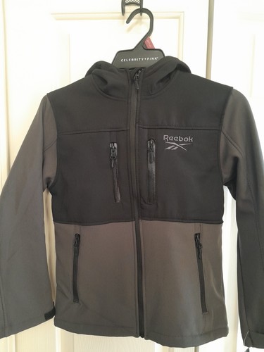Reebok Boys Charcoal Gray Hooded zip up Jacket Size 8 Wind Breaker New - Picture 3 of 7