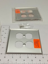 LOT OF 2 SIANOR OVERSIZE ALUMINUM 2-GANG WALL PLATES (NOS)