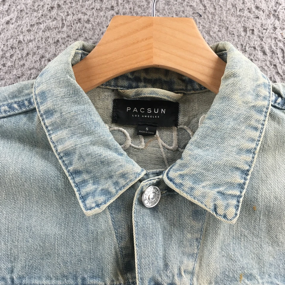 Chaqueta vaquera PacSun para mujer pequeña Japón dragón bordada azul vintage lavada Foto 3 de 4