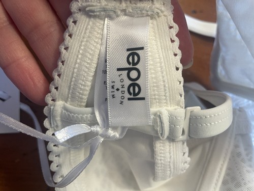 Lepel London White Sands Lace Balconette Longline Bikini Top UK 34E USA 34DDD/F - Picture 8 of 15