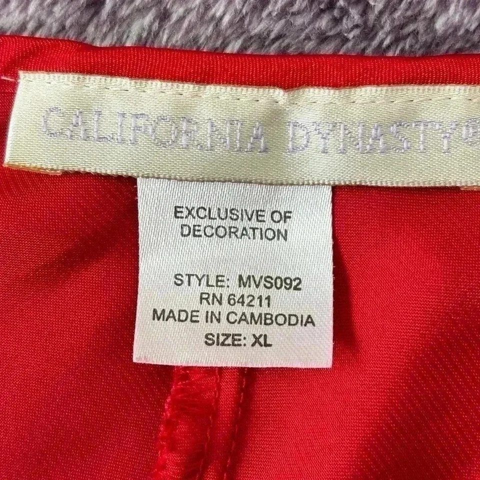 Vestido sin Mangas Vintage California Dynasty Rojo con Encaje Negro Talla XL Foto 4 de 4