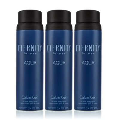 3 BOTTLES of Eternity Aqua by Calvin Klein 5.4 oz Body Spray for Men