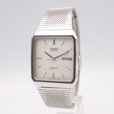 セイコーマジェスタ 9063-5020 超硬ケース クオーツ稼働品 SEIKO WATCH MAJESTA 9063-5020 QUARTZ SILVER DAY DATE Used