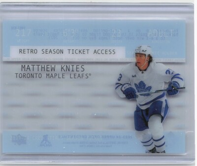 MATTHEW KNIES 2023-24 UD Credentials RETRO SEASON TICKET ACCESS RC Leafs 1997-KN