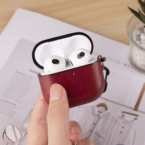 Retro Shockproof Leather Case with Keychain fr Apple Airpods 4/3/2/1 pro 2/1 Gen - Picture 7 of 13