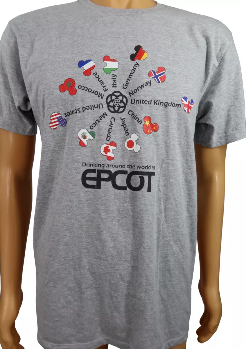 Disney Epcot Drinking Around the World Gray T Shirt M Disney World WDW