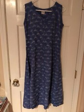 Dewi Shinta Women Rayon Blue Print Sleeveless V neck  Long Sundress Size Small