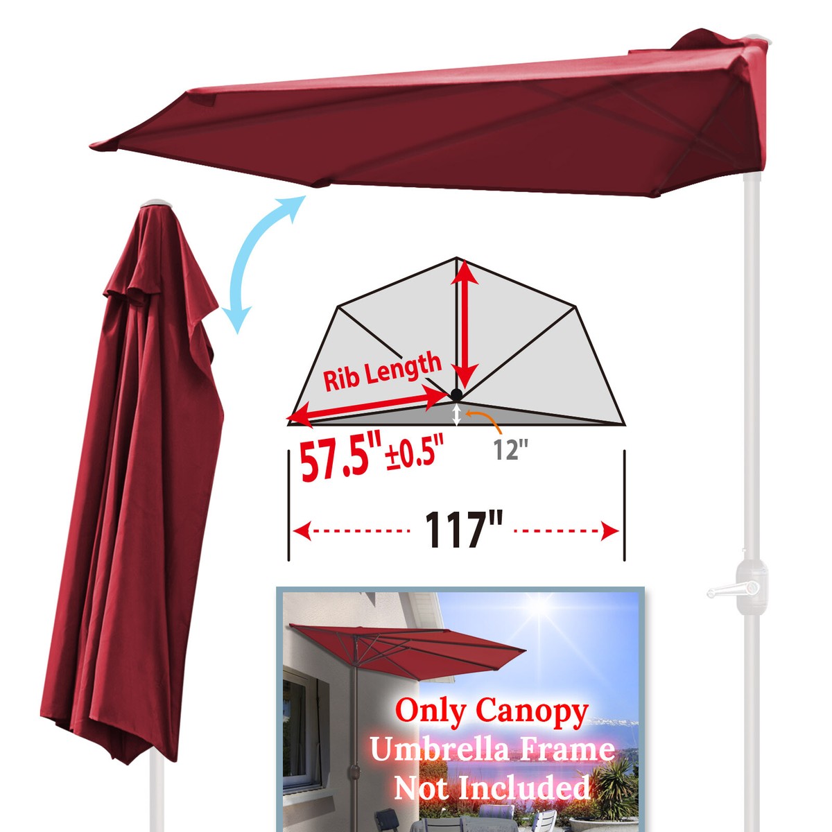 cantilever patio umbrellas bed bath and beyond PURPLE LEAF Sturdy Heavy-duty Patio Cantilever Offset Umbrella with 360-degree Rotation