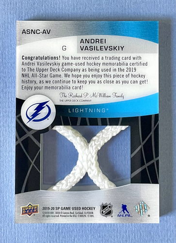 2019-20 Upper Deck SP Andrei Vasilevskiy /35 Game Used Net Cord #ASNC-AV - READ - Picture 2 of 3