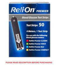 ReliOn Premier Blood Glucose Test Strips, 50 Count