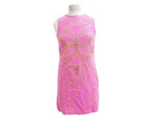 2011 VERSACE for H&M Pink Embellished Zip Up Dress W/Gold Studs - US 8