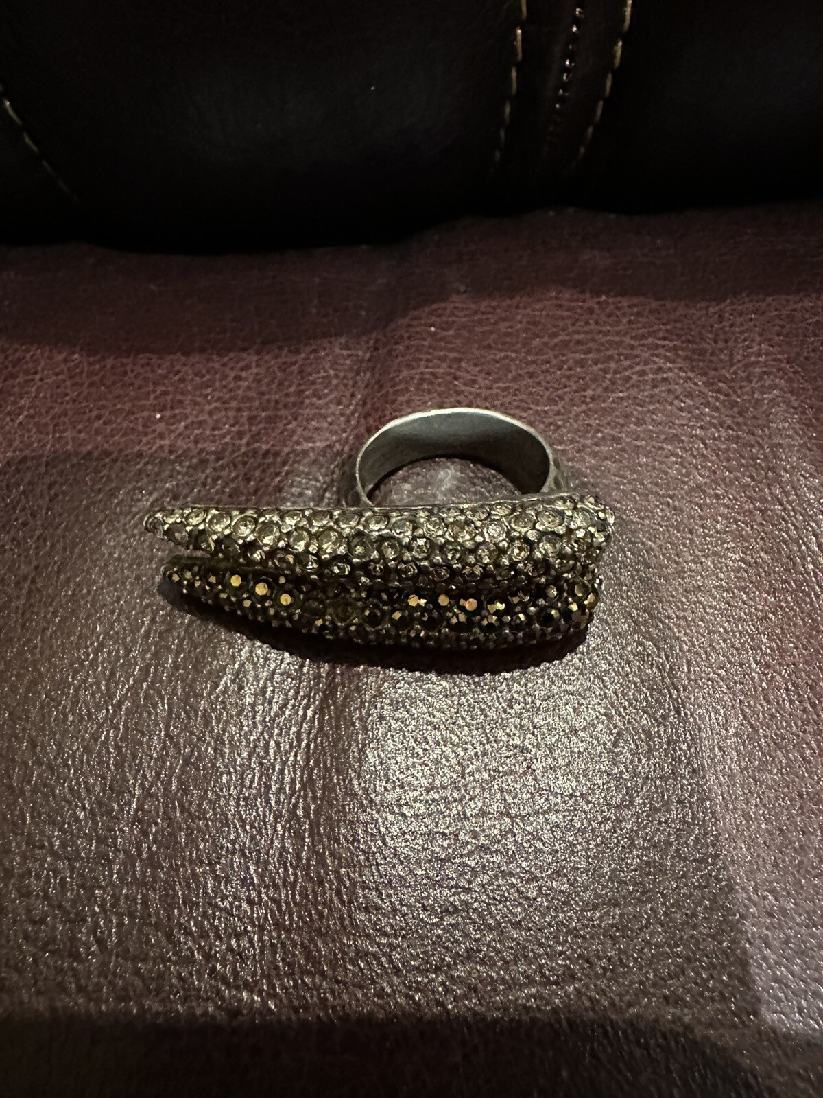 Double Claw Crystal Statement Cocktail Ring - image 3