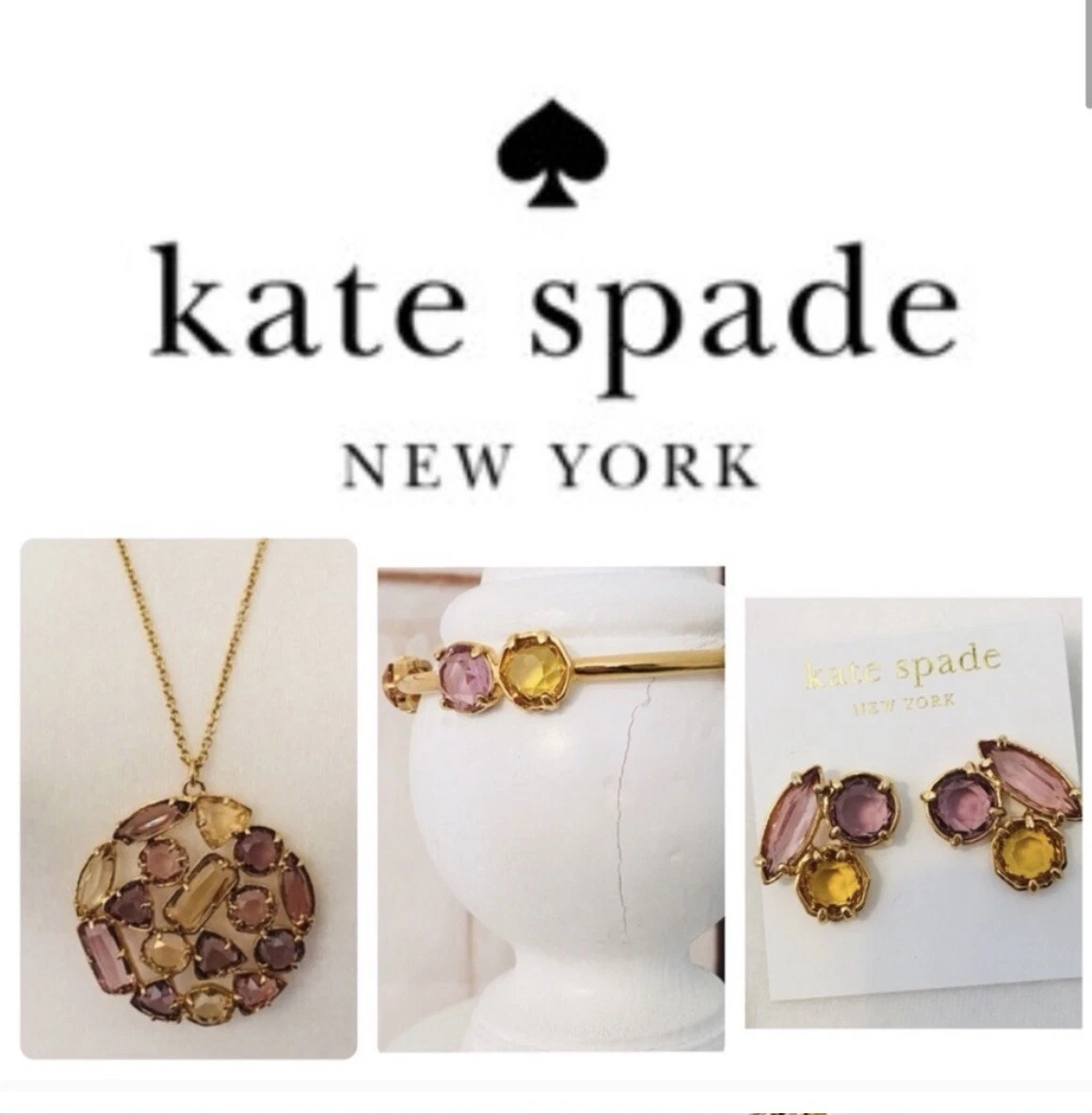 Kate Spade Set a grappolo multicolore riempito in oro 14k
