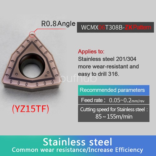 WCMT050308FN  WCMX WCGT ACZ330 10pcs CNC Carbide Turning Insert Grooving Blades - Picture 25 of 83