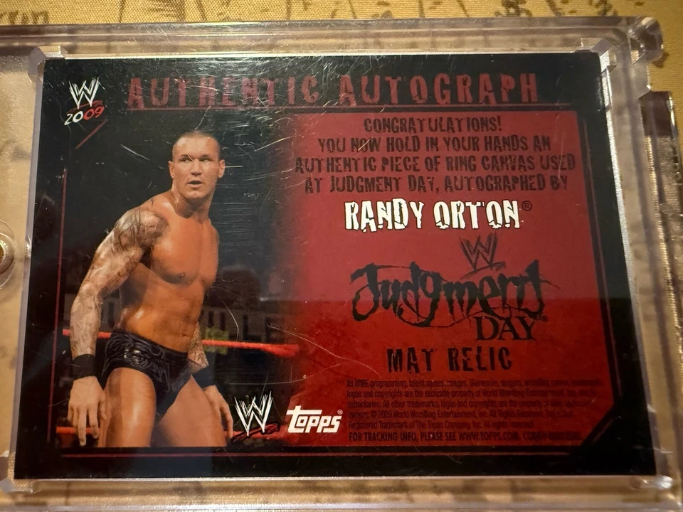 WWE Randy Orton Judgment Day 2009 Authenic Topps Autograph Card With Signed Mat - Image 2 of 2