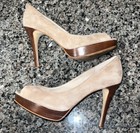 MICHAEL Michael Kors - Light Brown / Tan Suede Peep Toe High Heel — photo 9