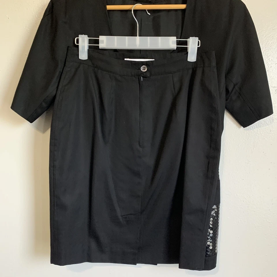 Conjunto Blazer Falda Carrera MaxMara Mujer Talla 8 Negro Lentejuelas Hecho en Italia Evento Foto 3 de 4