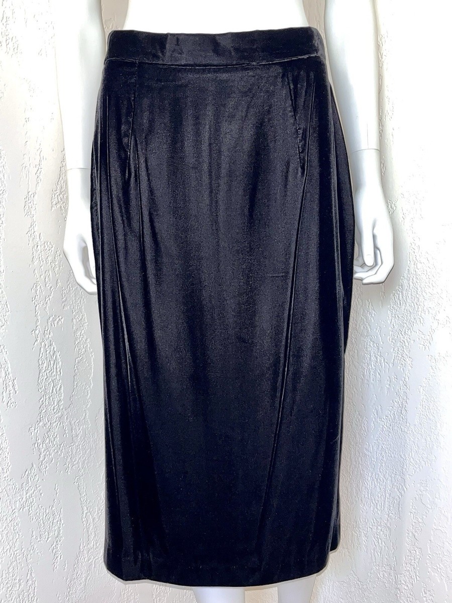 Vtg Scott McClintock Black Velvet Formal Cocktail Midi Pencil