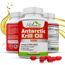 Antarctic Krill Oil - 120 Softgels - Omega-3 Complex, EPA, DHA & Astaxanthin