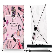 Salon Promotion Sign Adjustable X Banner Stand | X Frame Stand with Cover