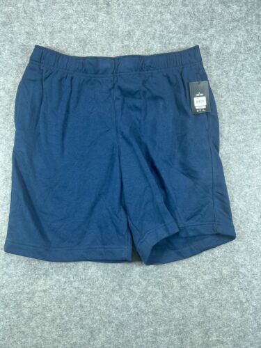 NWT Athletic Works Shorts Mens Large Blue Fleece Pull On Drawstring Active A1