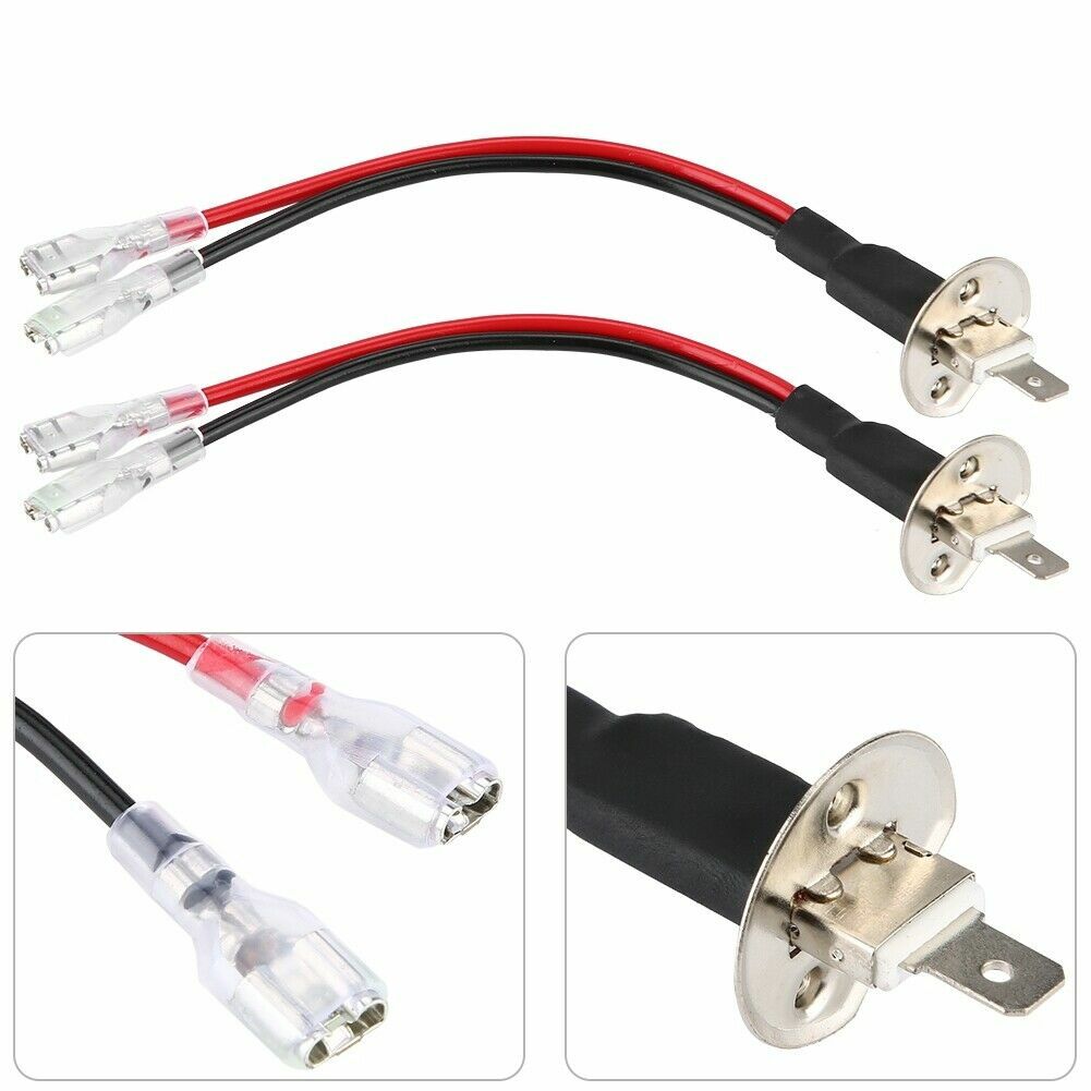 4X LED Headlights Connection H3-To-H1 Conversion Adapter Sockets Wiring ...