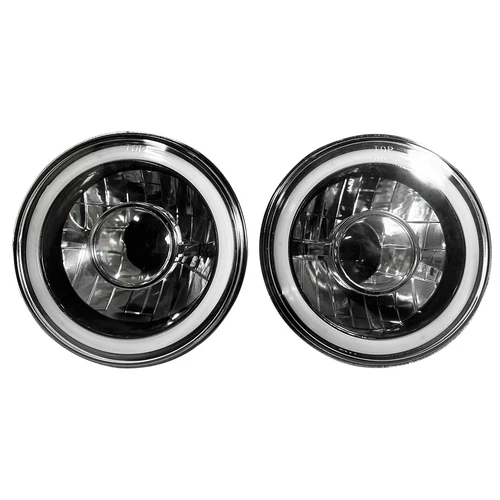 Faros LED blancos halo redondos de 7 pulgadas con carcasa negra para Chevy C10 C20 - Imagen 2 de 10