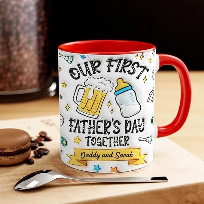 Personalized First Father's Day Accent Mug, New Dad Coffee Cup, Gift for Him