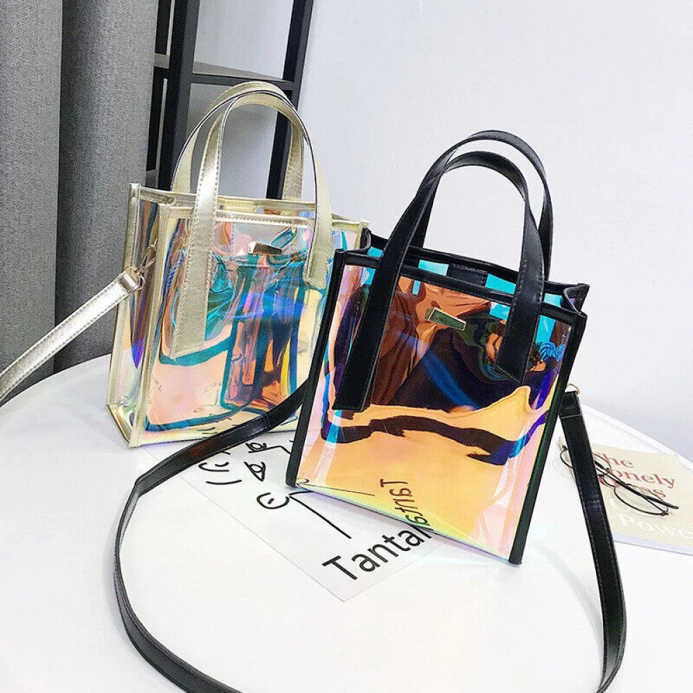 NEW Fashion Transparent Shoulder Bag Clear Shiny Women Purse Mother and Son  Bag