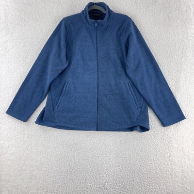 Athleta Blue Stroll Fleece Full Zip Sweater Womens Long Sleeve Mock Neck Size 1X