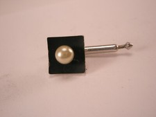 SINGLES 1 3/8" Seed Pearl on Black Square Vintage Formal Tux Shirt Stud b134