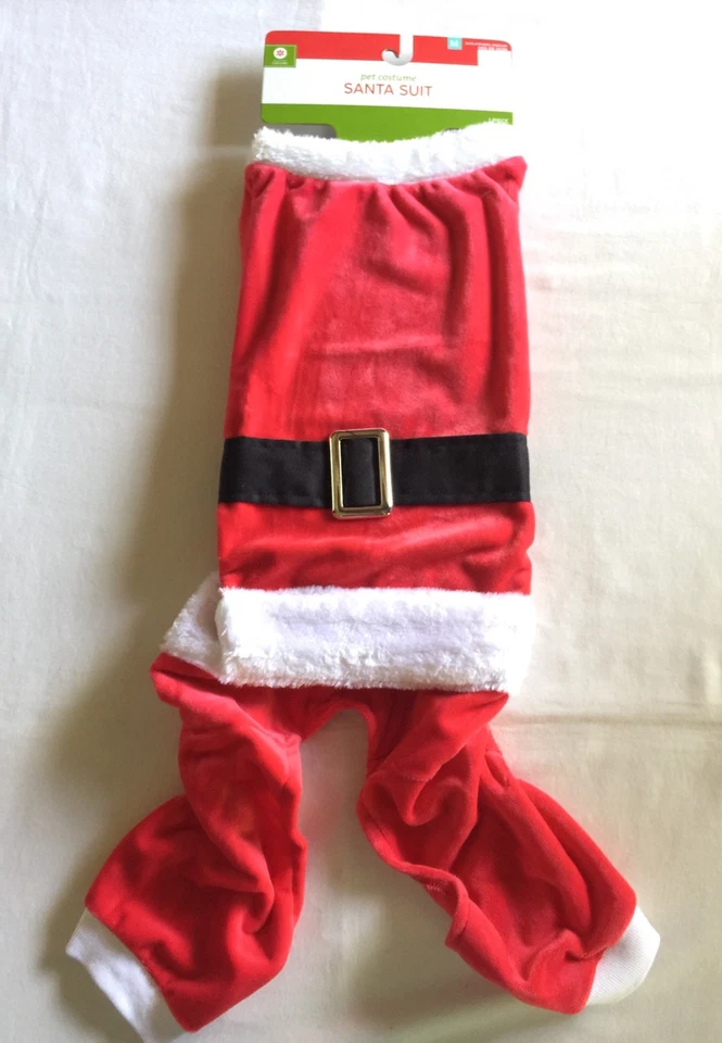 Traje de Navidad Papá Noel Perro Talla Mediana Terciopelo Rojo con Cinturón Adjunto 16-20" Cuello Nuevo con Etiquetas Foto 2 de 4