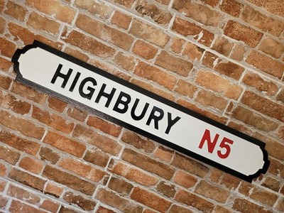 Highbury London Straßenschild Hallen Fußball Straßenschild Islington Arsenal