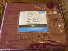 Mainstays TWIN Flat Sheet Red Burgundy 200TC  60% cotton 40% Polyester NEW