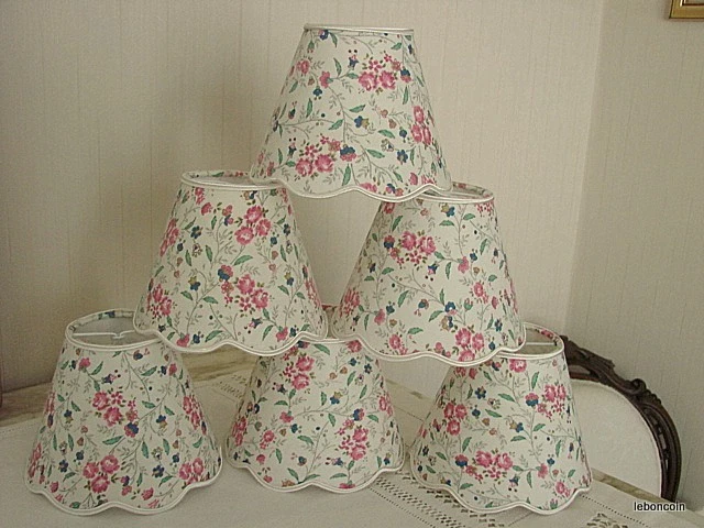 Abat-jour festonné liberty "semis de petites roses sur fond ivoire 13cm A pince - Photo 2/4