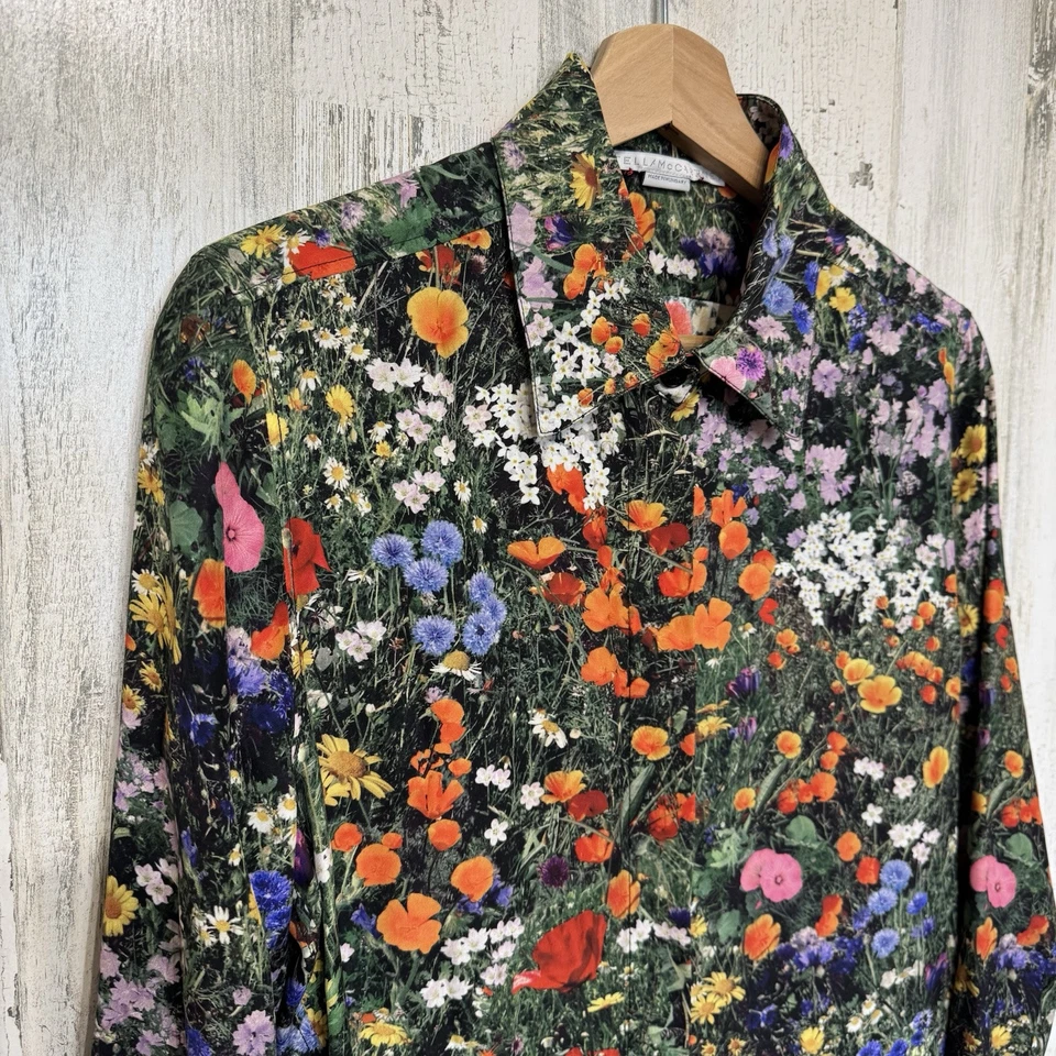 Camisa con botones de seda de sauce Stella McCartney estampado floral multicolor talla 10 Foto 4 de 4