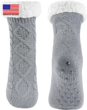 Slipper Socks with Grips for Women Winter Fuzzy Cozy Fluffy Warm Non Slip Thick 