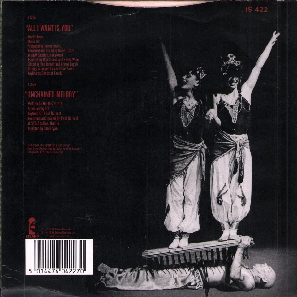 U2 All I Want Is You 7" vinyl UK Island 1989 paper label design 7" in pic sleeve - Image 2 of 4