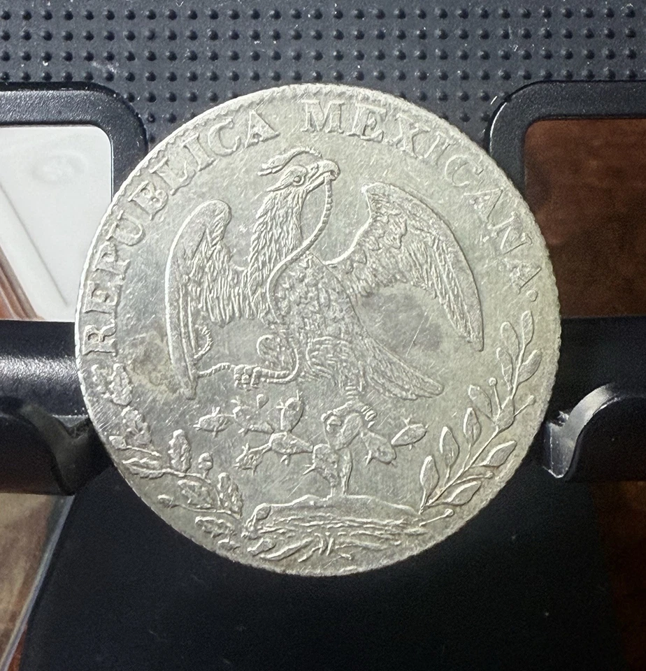 1844 P. M. Mexico 1 Peso LIBERTAD RARE Year XF Details - Image 2 of 2