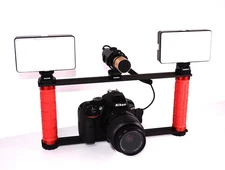 Dual Handle Camera Stabilizer Video vlogging Nikon Canon Sony w tripod mount