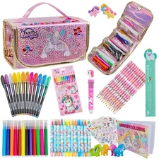 Fruit Scented Markers Set with Unicorn Pencil Case & Color Pencils for Girls ...